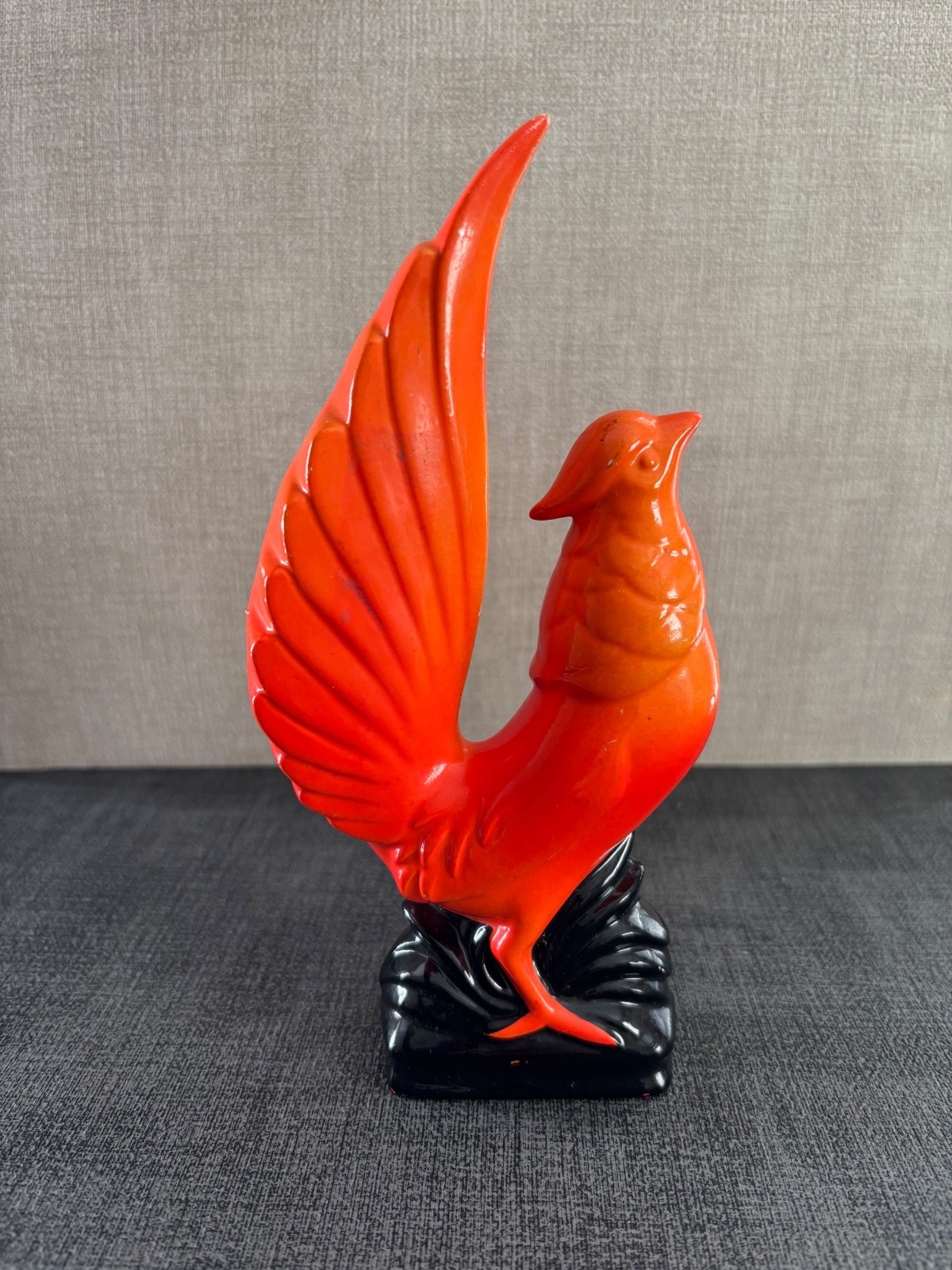 Ceramic Orange Bird Figurine 8” Made in Japan