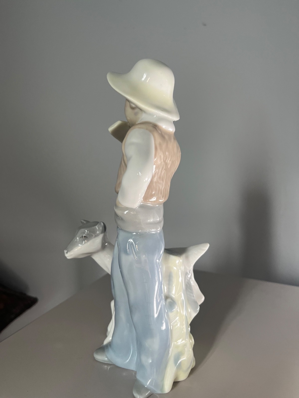 Tengra Hand Made in Spain Valencia Porcelain Boy with Flute and Lamb