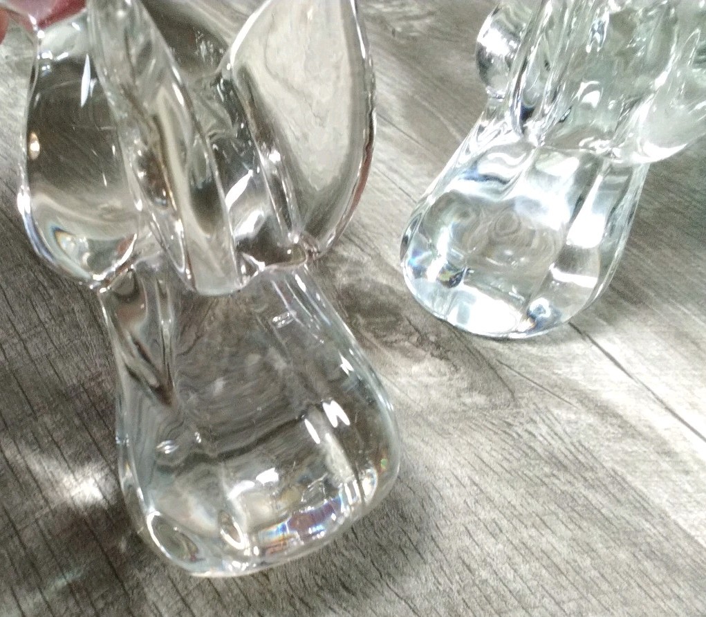 Vintage Pair Art Glass Clear Praying Angels Made In Taiwan