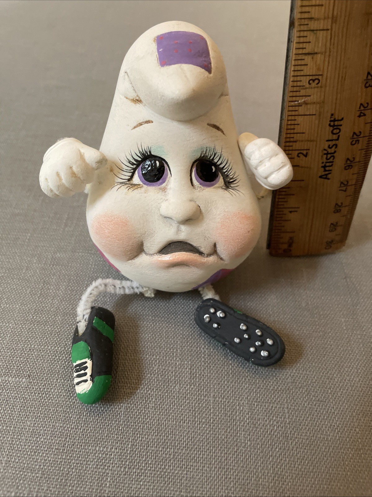 2 Vintage Anthropomorphic Smiling Tear Drop Ghost Face Shelf Sitter