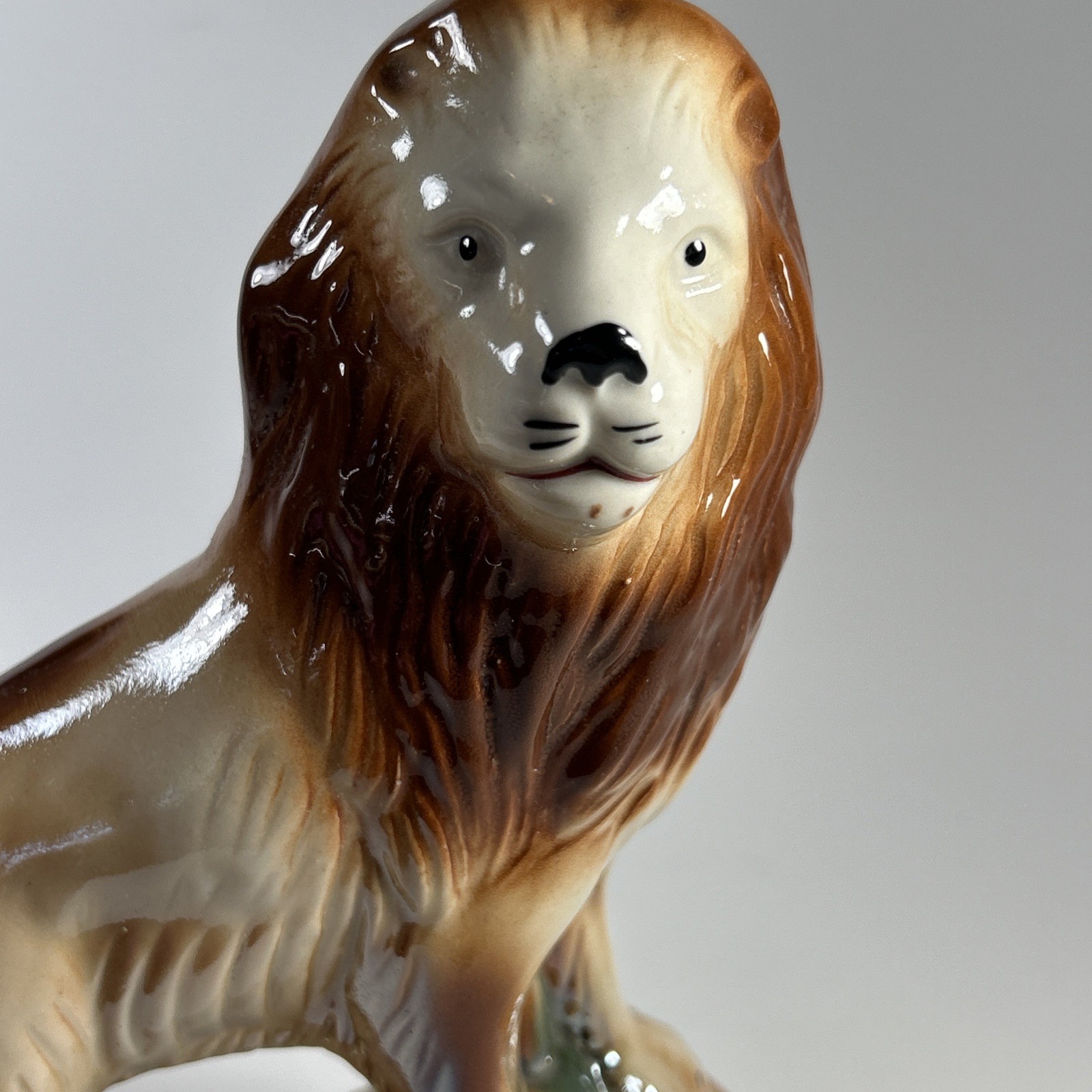 Vintage Mid Century Lusterware Lion Figurine Made In Brazil Figure