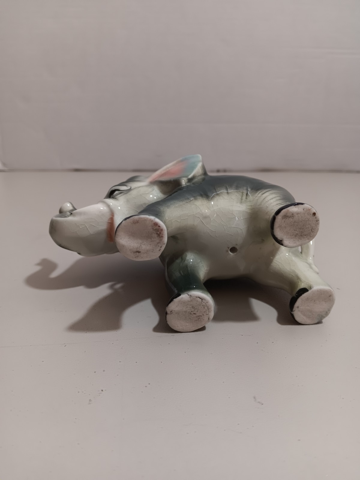Vintage Elvin Porcelain (Japan) Elephant Standing Trunk Up Figurine 4” x 5″in