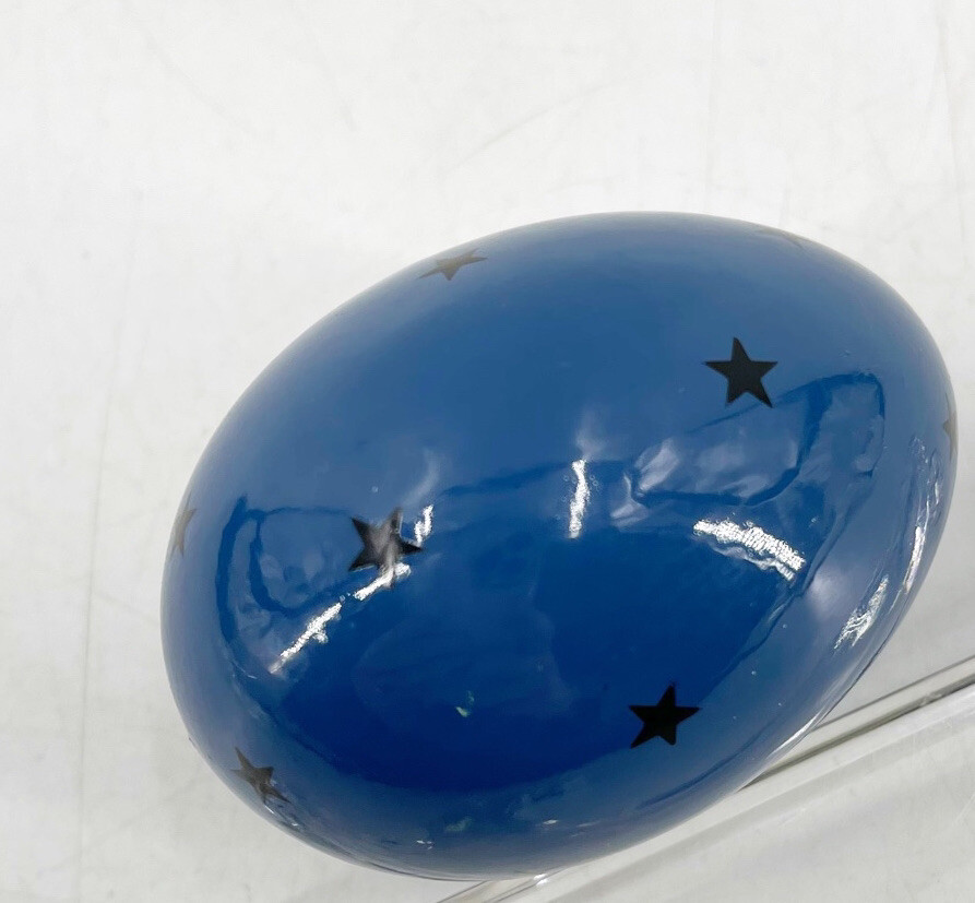 Vintage Painted Genuine Egg Shell Royal Blue Black Stars Easter Eggshell