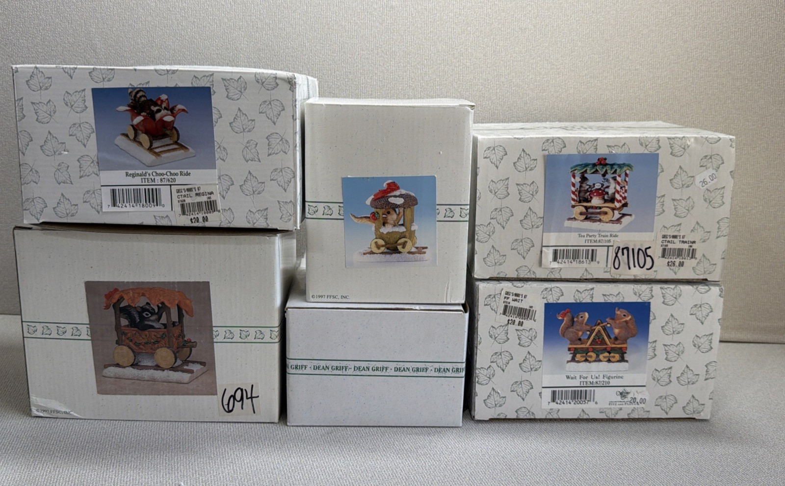 RARE COMPLETE SET ! of 7-pc -Charming Tails Choo Choo Train Silvestri/Fitz&Floyd