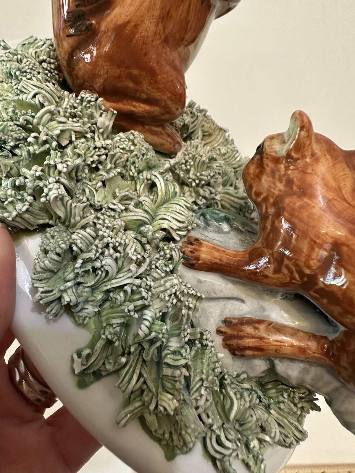 VTG NICE! Porcelain Squirrels handmade in Italy Fall Trinket Container Decor