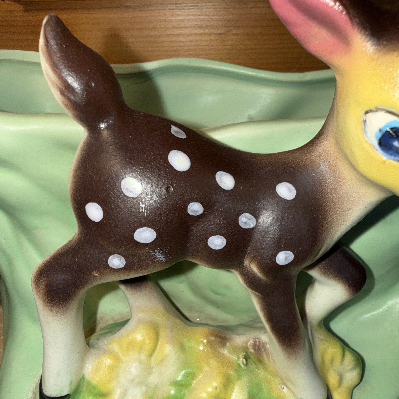 Vintage Inarco Napco Deer Planter Green Bambi Inspired Fawn MCM Kitsch #FB1667