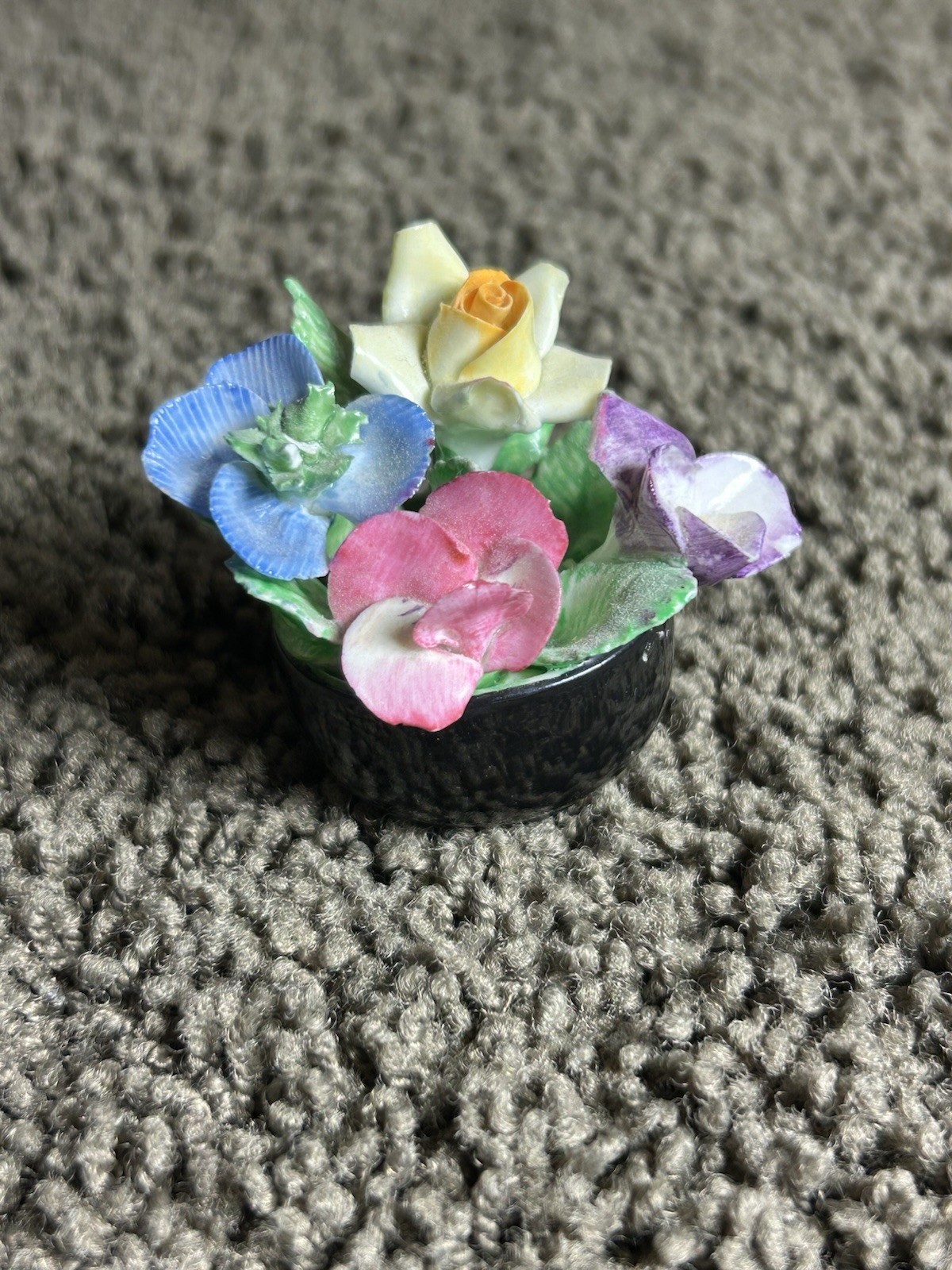 Vintage Small Mini Coalport Bone China Floral Bouquet Figurine Made in England