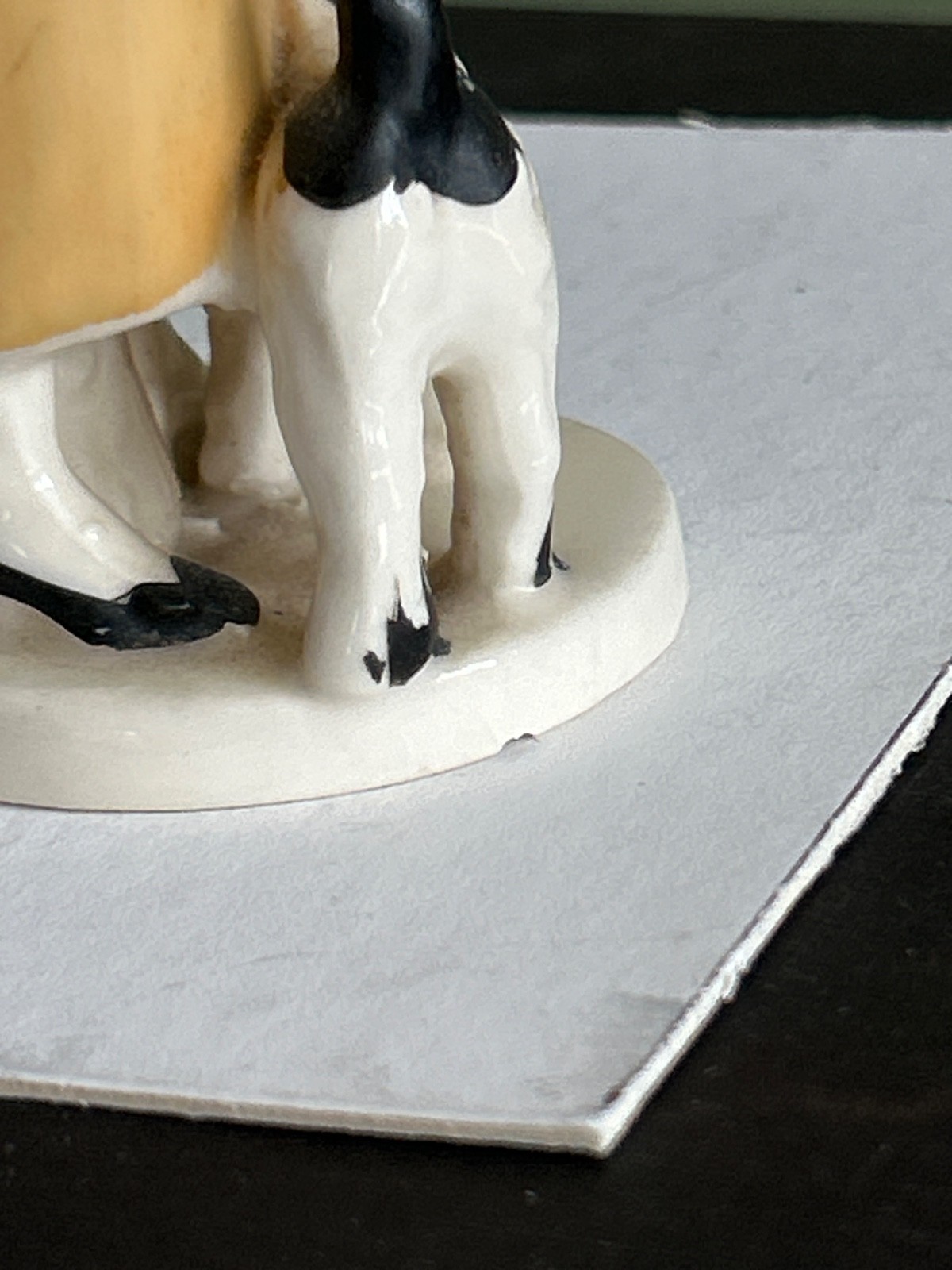 Art Deco Porcelain Lady With Dog Figurine Orange/Red Dress 1930s