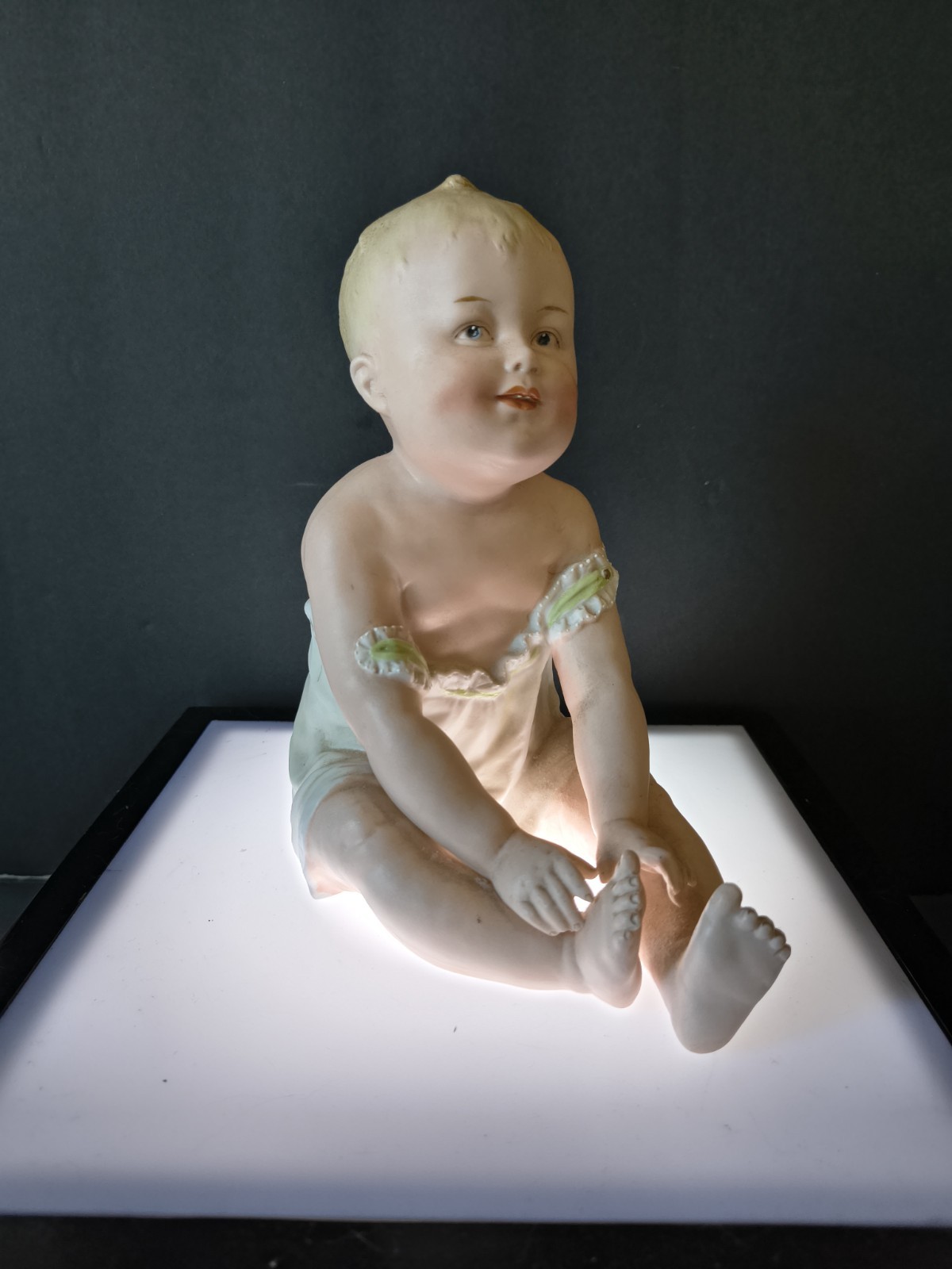 Victorian Heibach Bros. Bisque Porcelain German 8″ Tall Piano Baby C1890’s