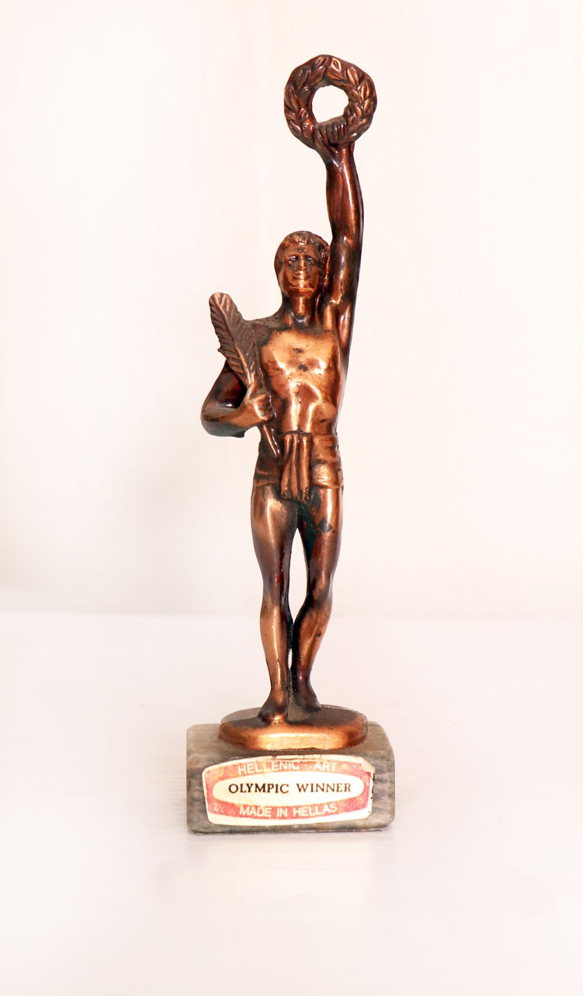 50’s Solid Copper Vintage Olympic Winner Statue Trophy Greece vintage 60’s