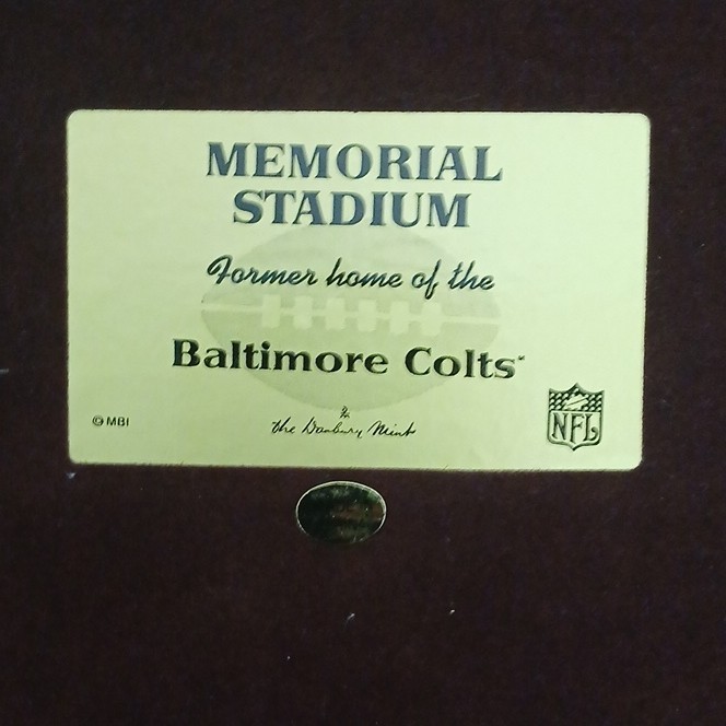 Danbury Mint Baltimore Colts Memorial Stadium Resin Miniature 3D Effect 12in