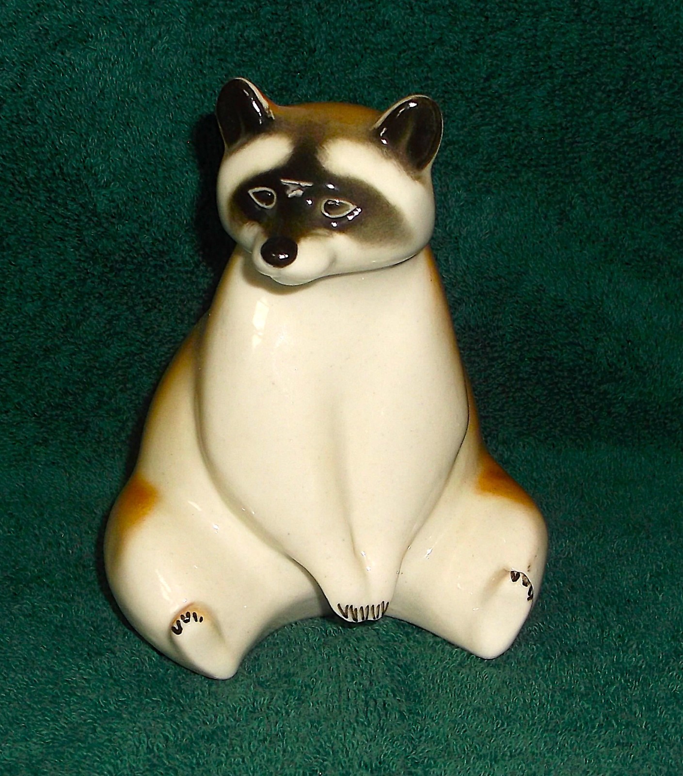 Lomonosov Russian ceramic sitting up raccoon figurine