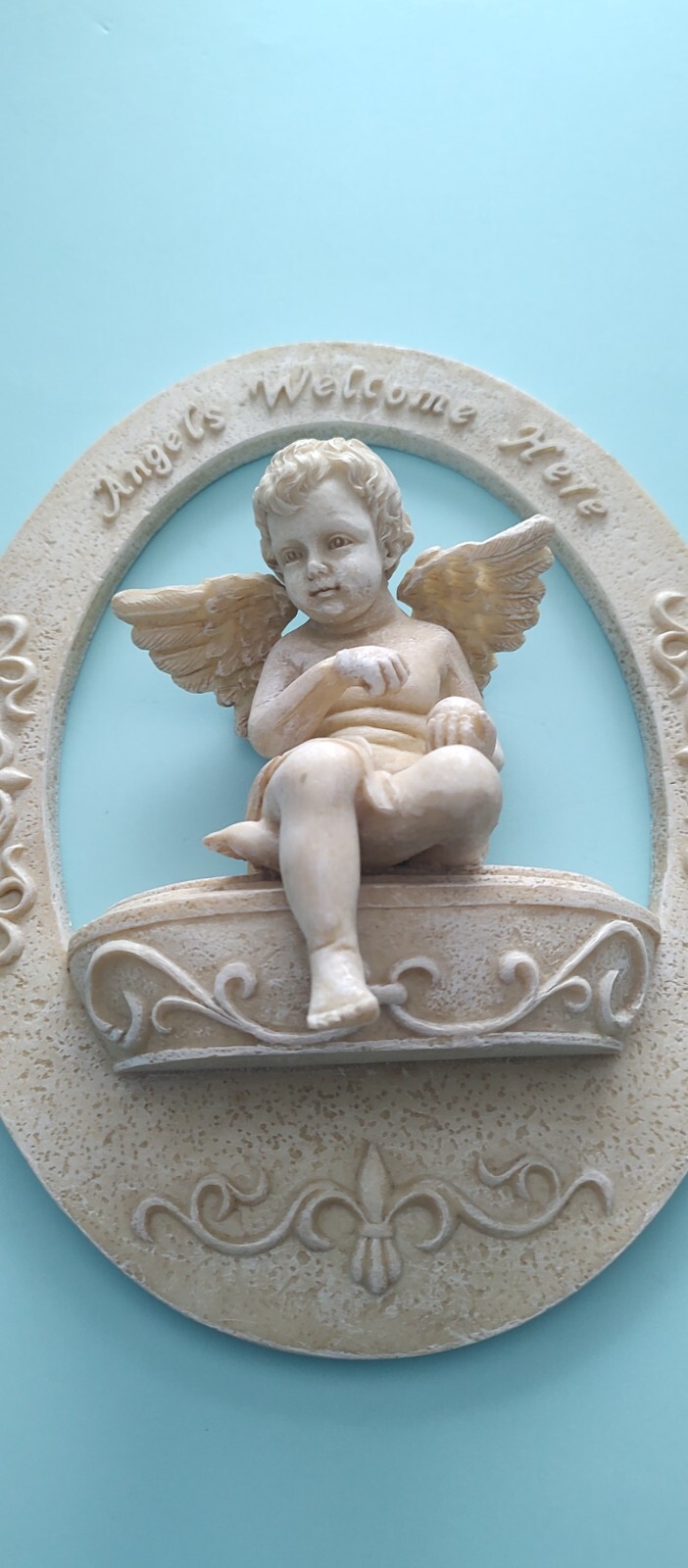 Antique Escultur Baby Angel Vintage Wall Mount Decorative Unbranded Good Cond.