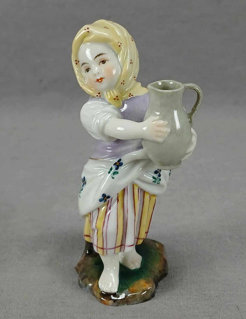 Early 20th Century Hochst Style Hand Painted Girl Carrying Jug Figurine