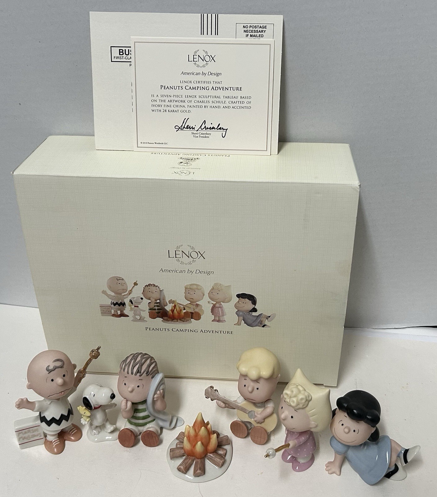 Lenox Peanuts “Camping Adventure” Complete Set Of 7-COA & Original Box