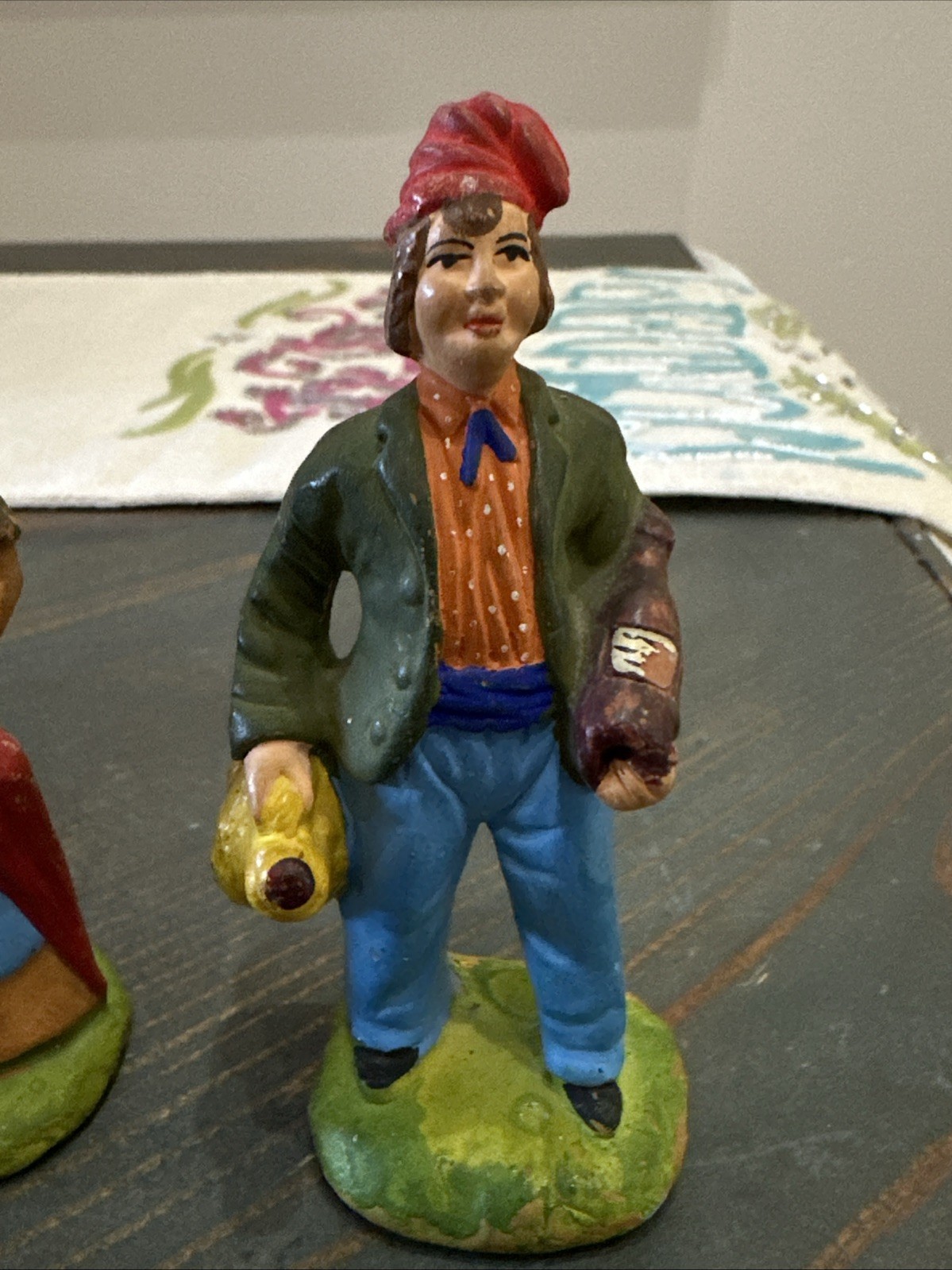VTG Marcel Carbonel Santon? Made In France Figurines Lot of 2 Man Women 3.5″-4″