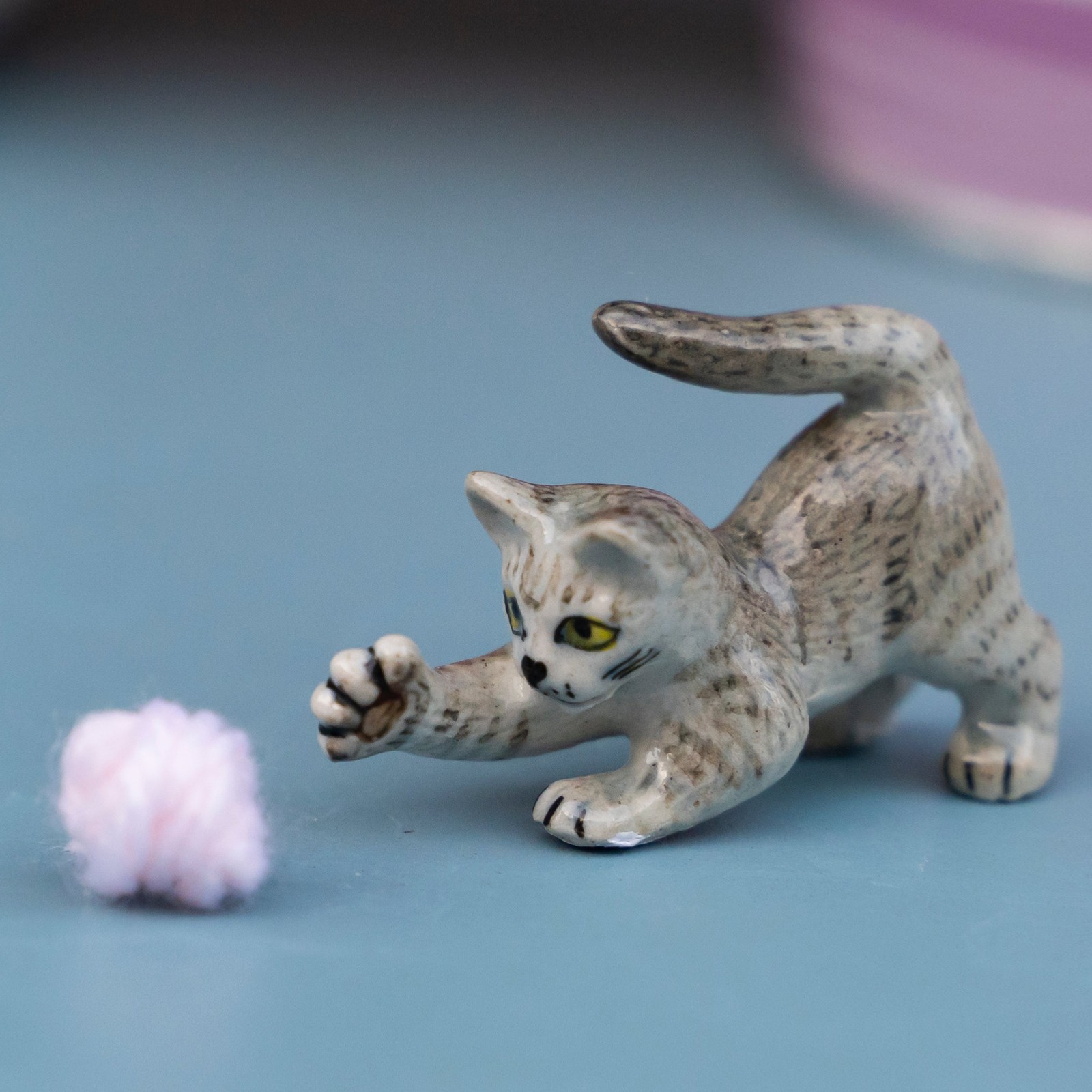 Little Critterz Cat – Grey Tabby Kitten”Lily” – Miniature Porcelain figurine