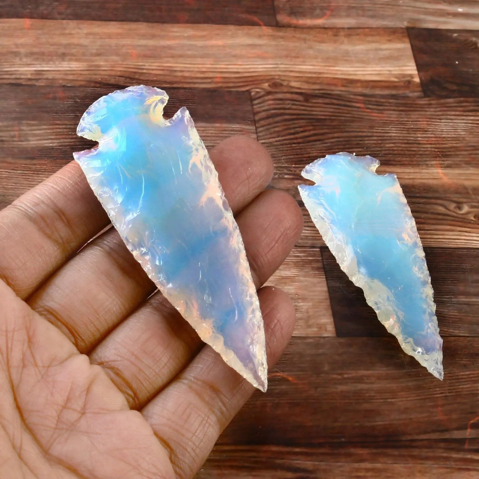 Handmade Opalite Crystal Arrowhead Athame – Hunting Blade, Boho Crystal Gift