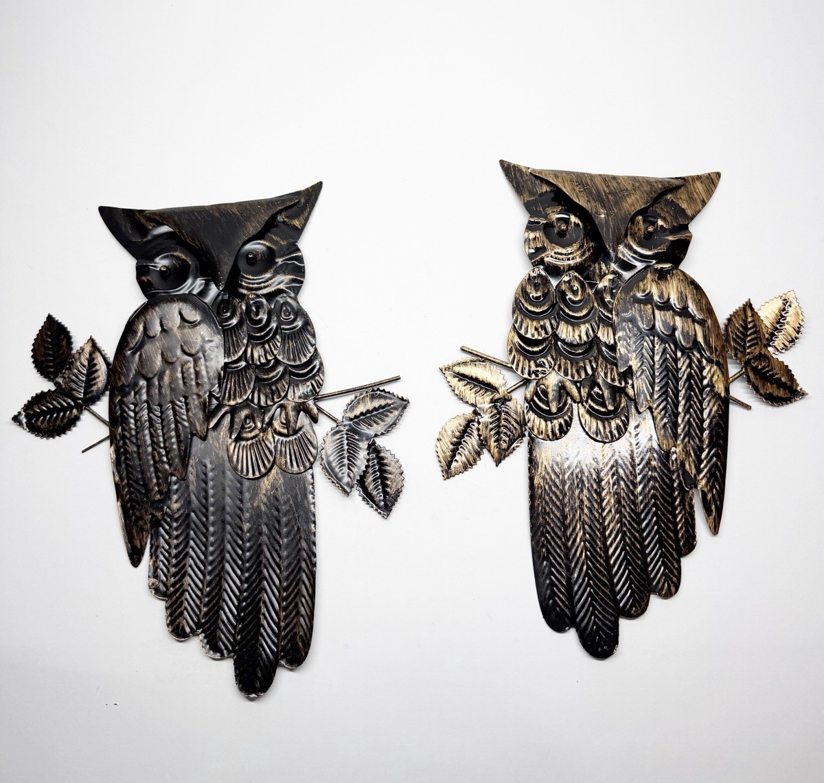 Vintage MCM 70s Metal Owl Wall Decor