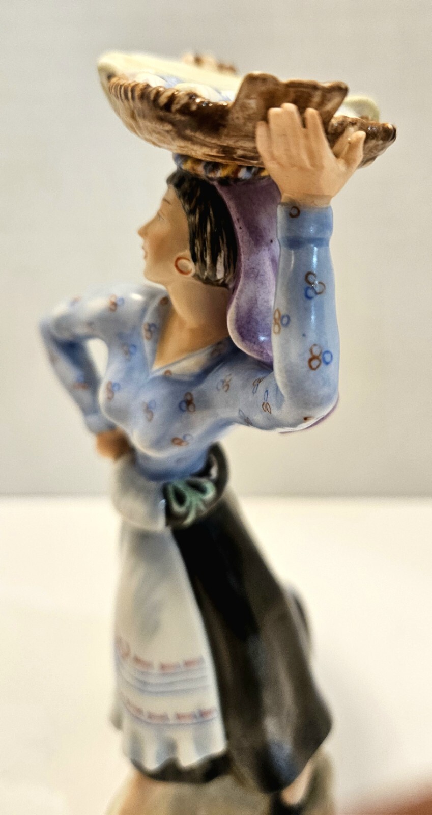 Vista Alegre Porcelain Figurine Douro Litoral Lady Basket Holding Fish Portugal