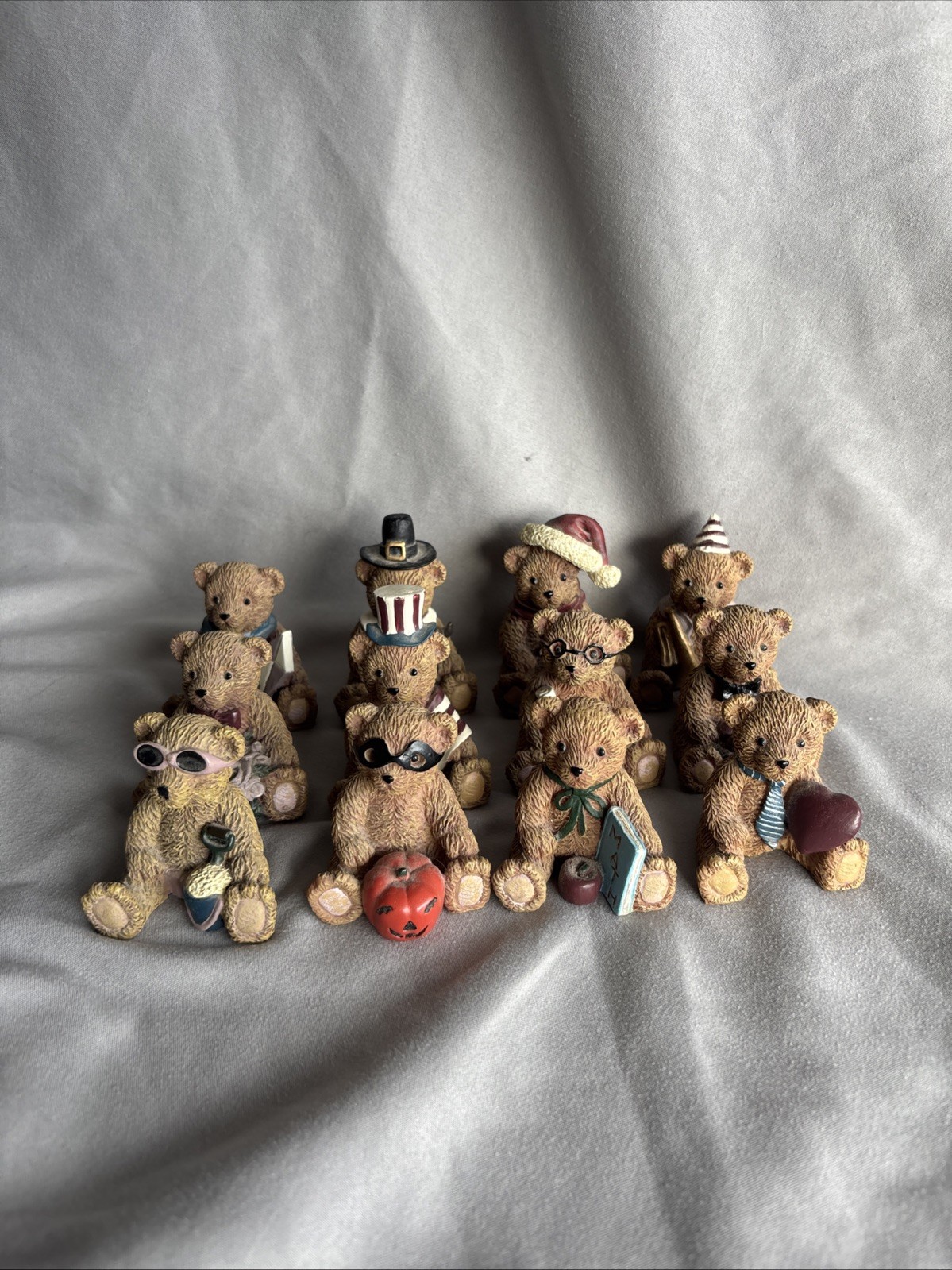 Set of 12 Vintage Bear Figurines With Different Customs Of All Occasions