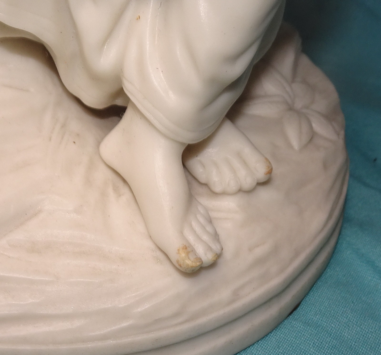 Antique Parian Ware Porcelain figurine Figure of lady Woman with basket flowers