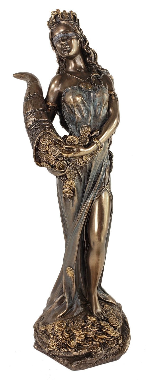 11″ Blind Fortuna Roman goddess of Fortune & Luck Statue Bronze Finish