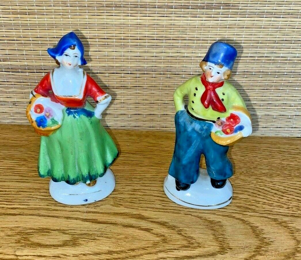 HAND PAINTED MAN AND WOMEN FIGURINES JAPAN 3.5 “