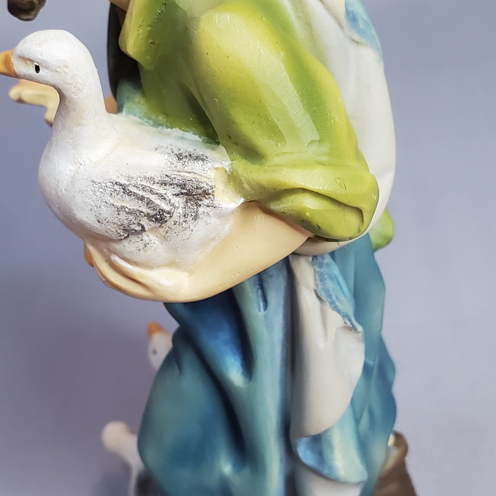 DOLFI Peasant Man with Ducks Hand-Painted Figurine 5-1/2in Resin Wood Sculpture