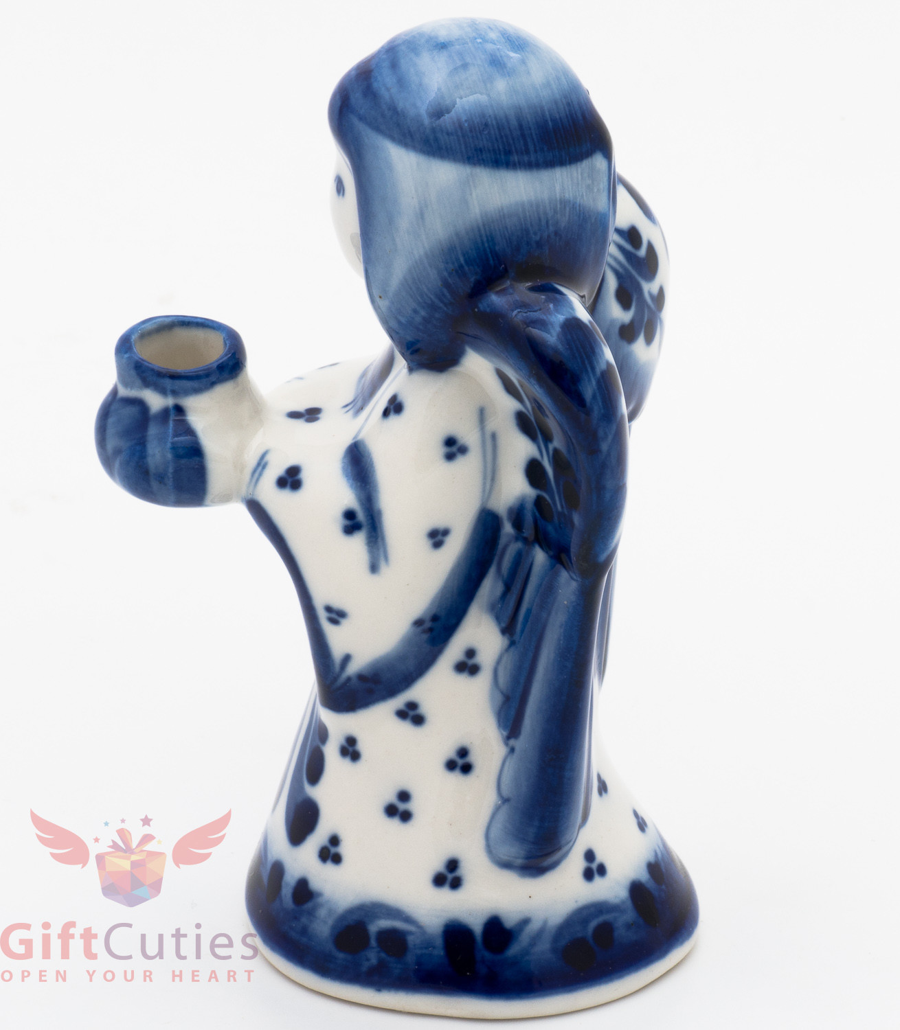 Porcelain Gzhel HandMade Figurine candle stick Christian Beautiful Angel girl