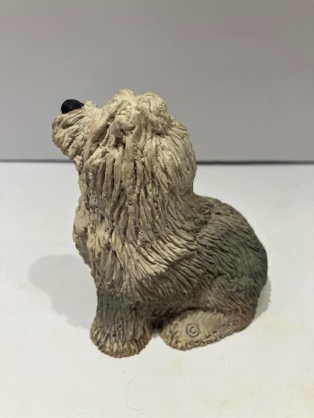 1984 United Design Sheepdog Figurine Stone Critters Dog 3.75 Inches Tall