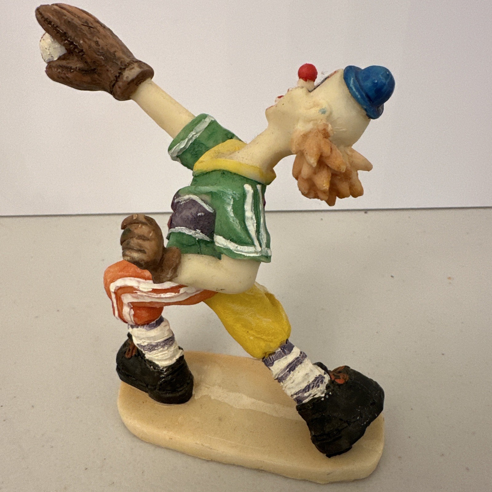Vintage Set Of 3 Sports Clowns Baseball Soccer Resin 4”