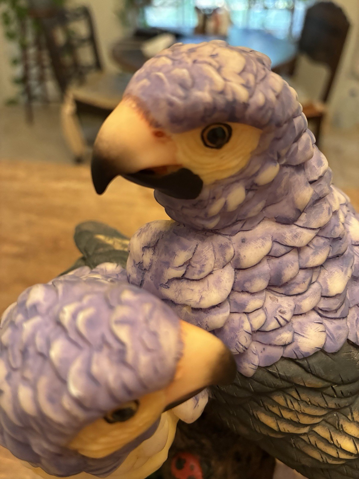 Vintage 90s Montefiori Collection Blue Parrots Figures on a Branch