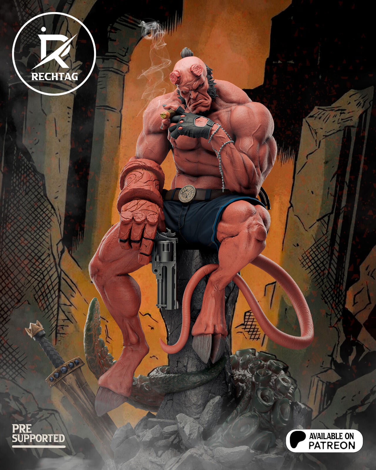 Hellboy | 3D Printed Sculpture | Unpainted 1:8