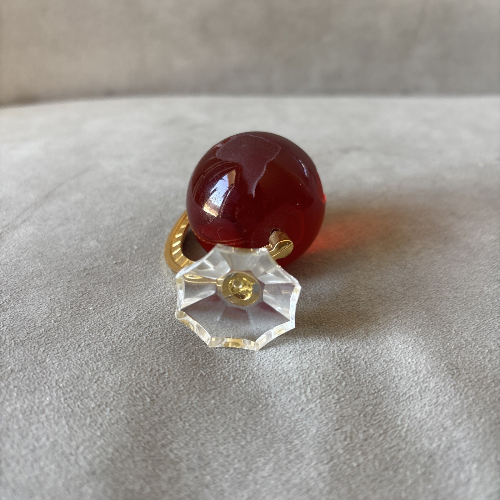 Swarovski Crystal Memories Gold Red Colored Mini Globe Figurine