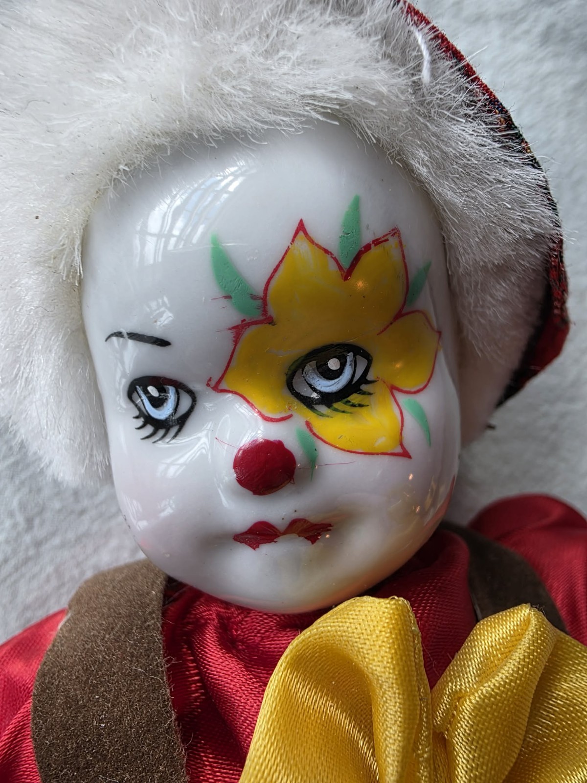 Set of 2 Porcelain Hobo Clown Dolls 7.5” Shelf Sitters Plaid Outfits Each…