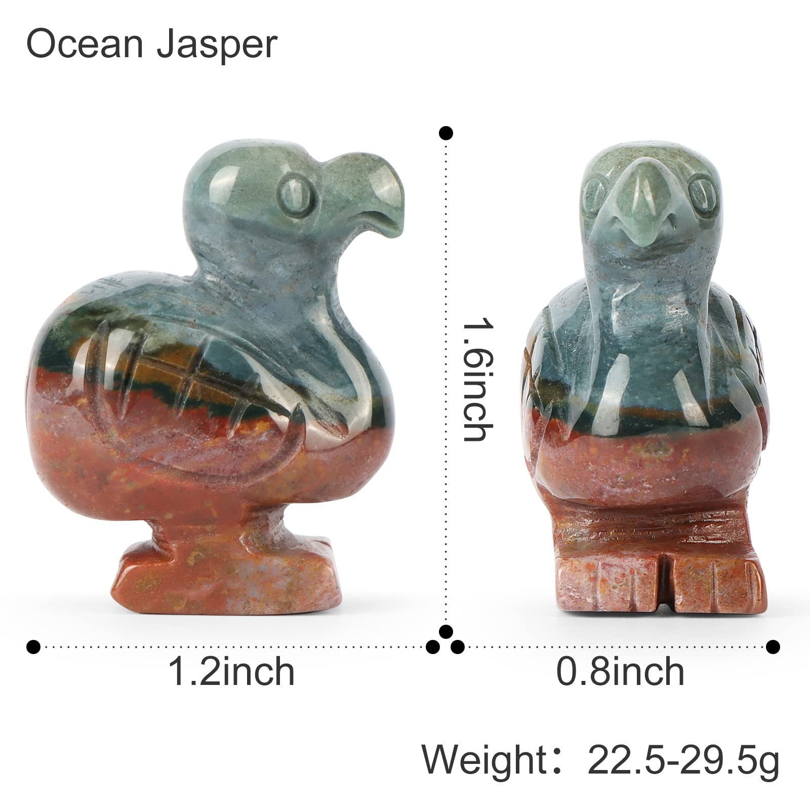 1.6″ Crystal Dodo Bird Sets Ocean Jasper Stone Hand Carved Lucky Animal Figur…