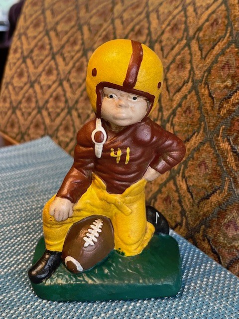 VINTAGE Football Figurines Ceramic HandPainted in NFL Washington Redskins Colors