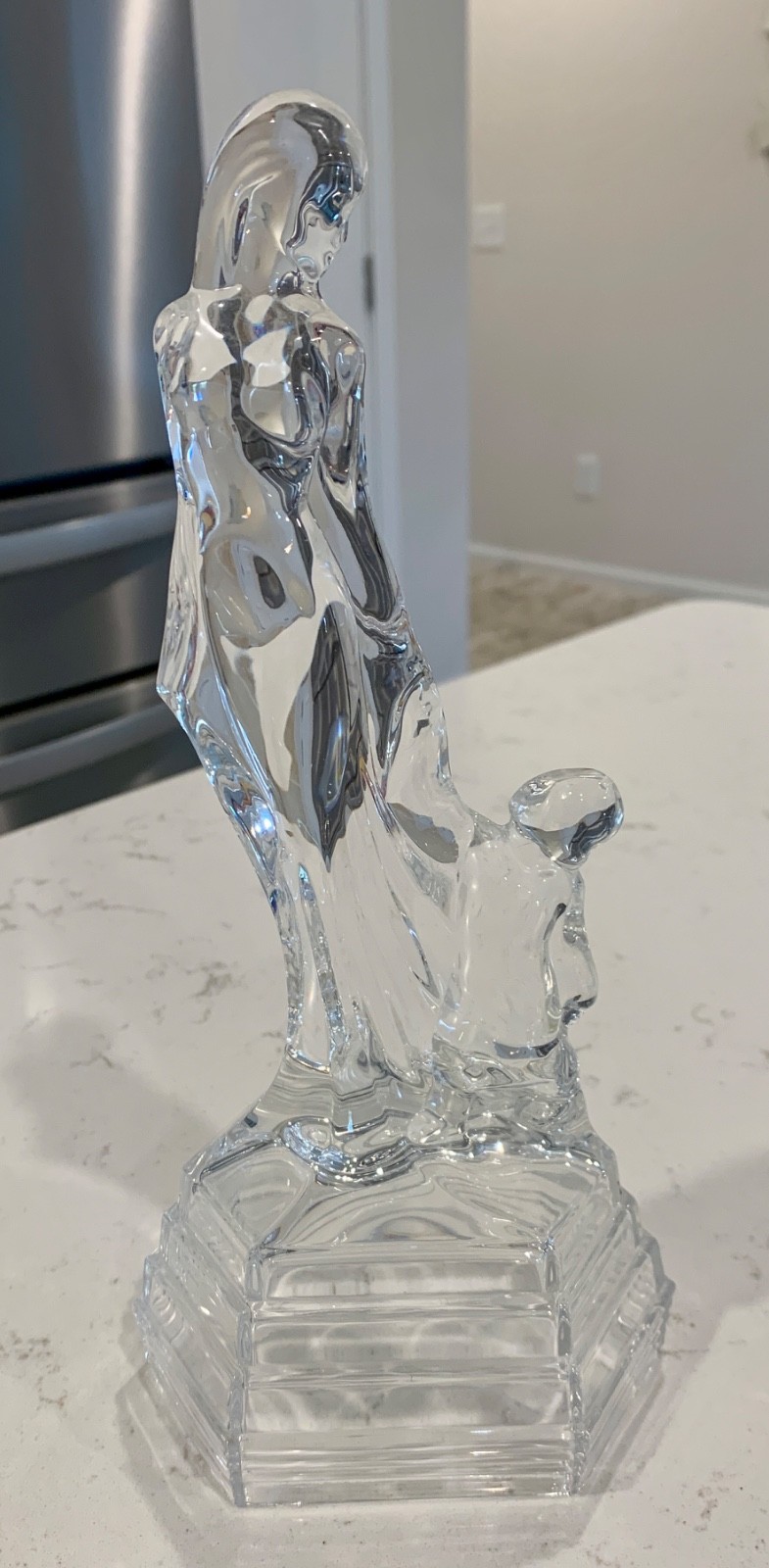 RCR Royal Crystal Rock Crystal Mother and Child Standing 10″ Sculpture Statue…