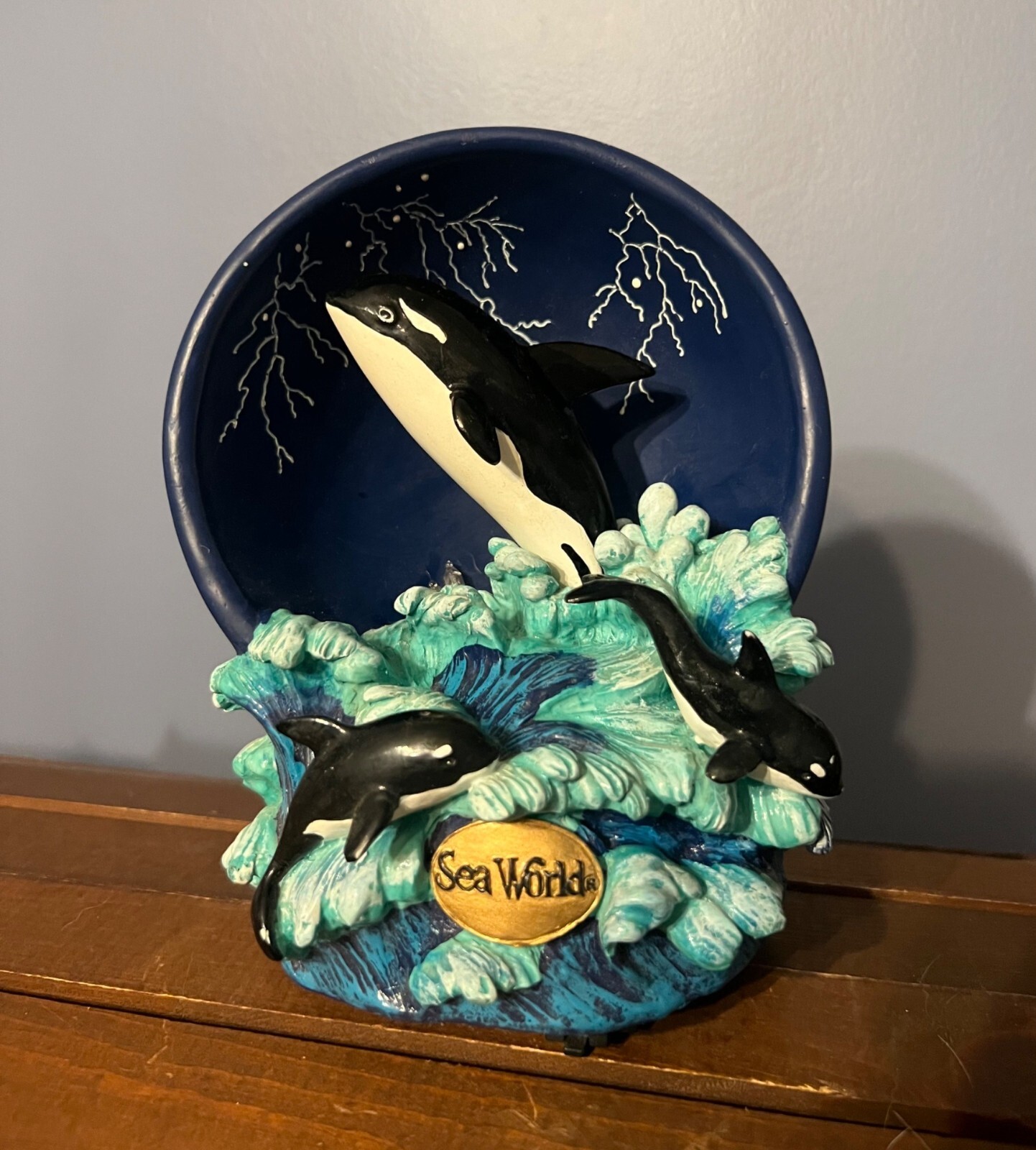 Y2K Sea World Orca Ceramic LightUp Musical Collectible Figurine Sealife WORKS