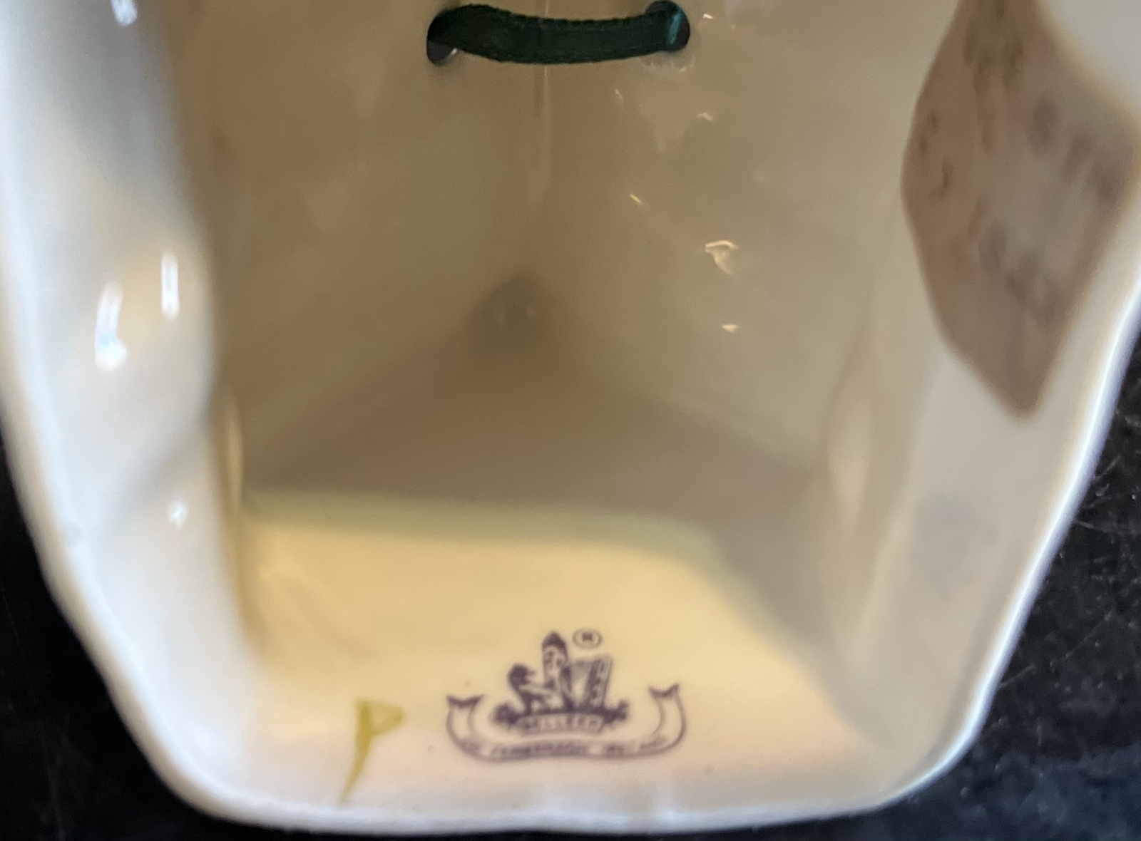 Belleek Xmas Cottage with Shamrocks and Boat Shaped Ashtray
