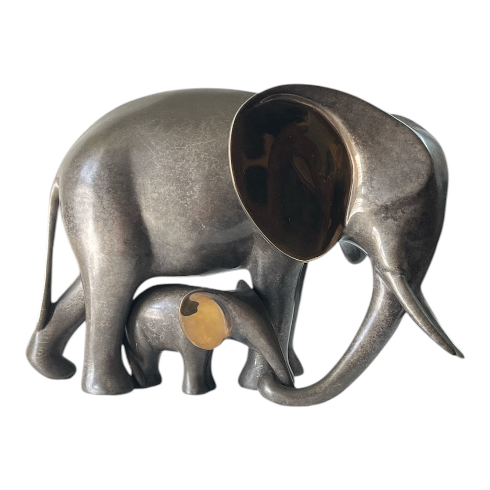 Loet Vanderveen (1921-2015) Bronze Elephant & Baby Model 198 #67/750 USA 1994