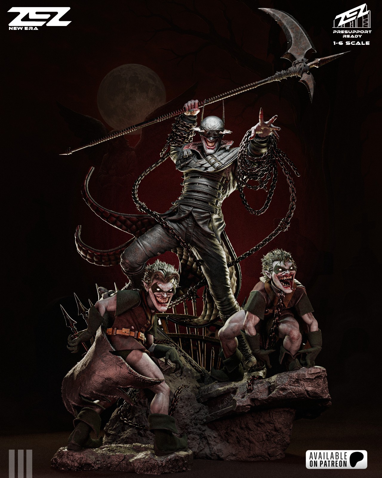 Batman Who Laughs 3D Resin Printed Statue – DC Unpainted Model Kit – 1/4–1/12