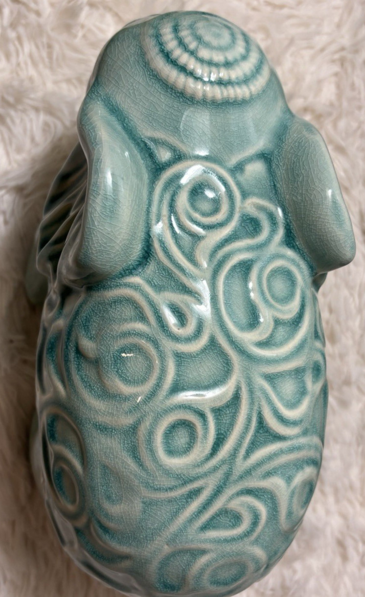 Urban Trends Sky Blue Ceramic Elegant Elephant Figurine Boho Home Decor Accent