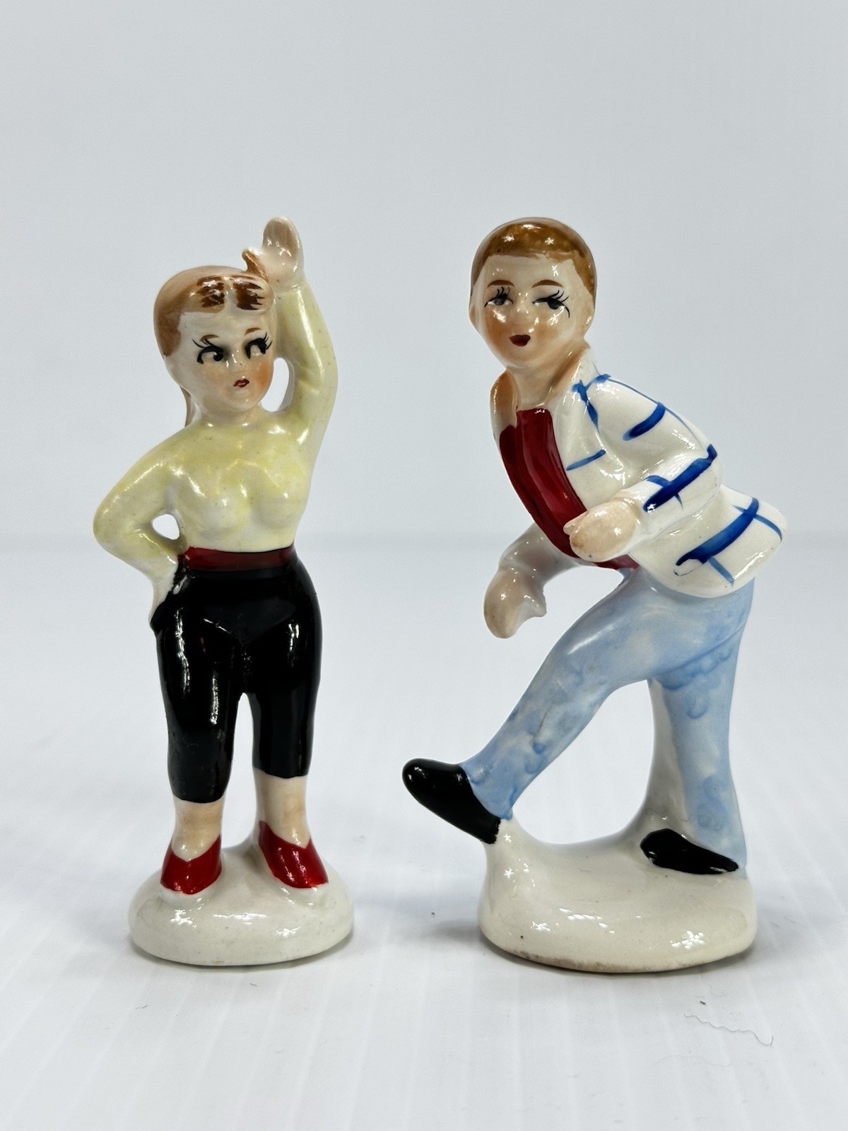 Vintage 50s Teens Dancing Sock Hop Dance Figurines Miniatures Teenagers Japan