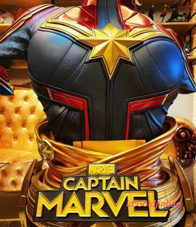 Captain Marvel 1/1 Scale Bust Resin Model Painted Statue In Stock Custom-made