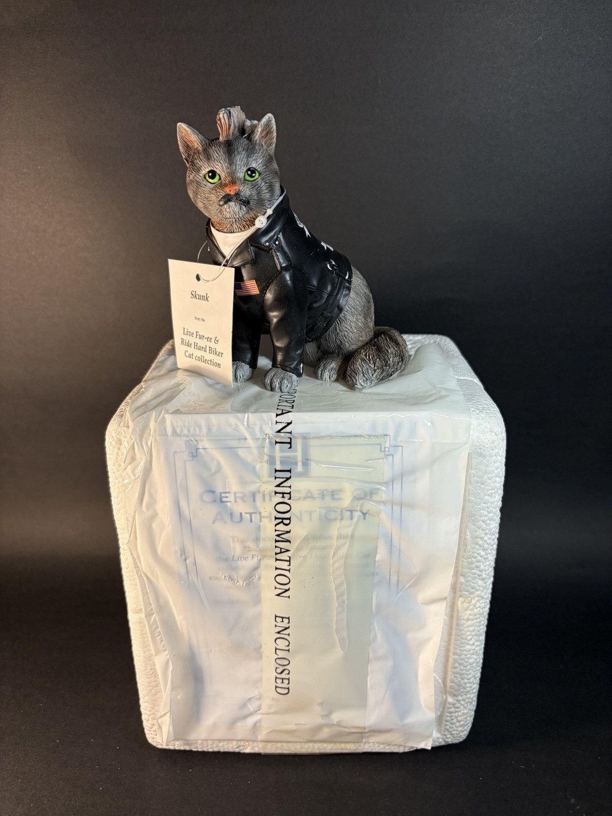 Hamilton Collection Live Fur-ee Ride Hard Biker Cat Collection “Skunk”