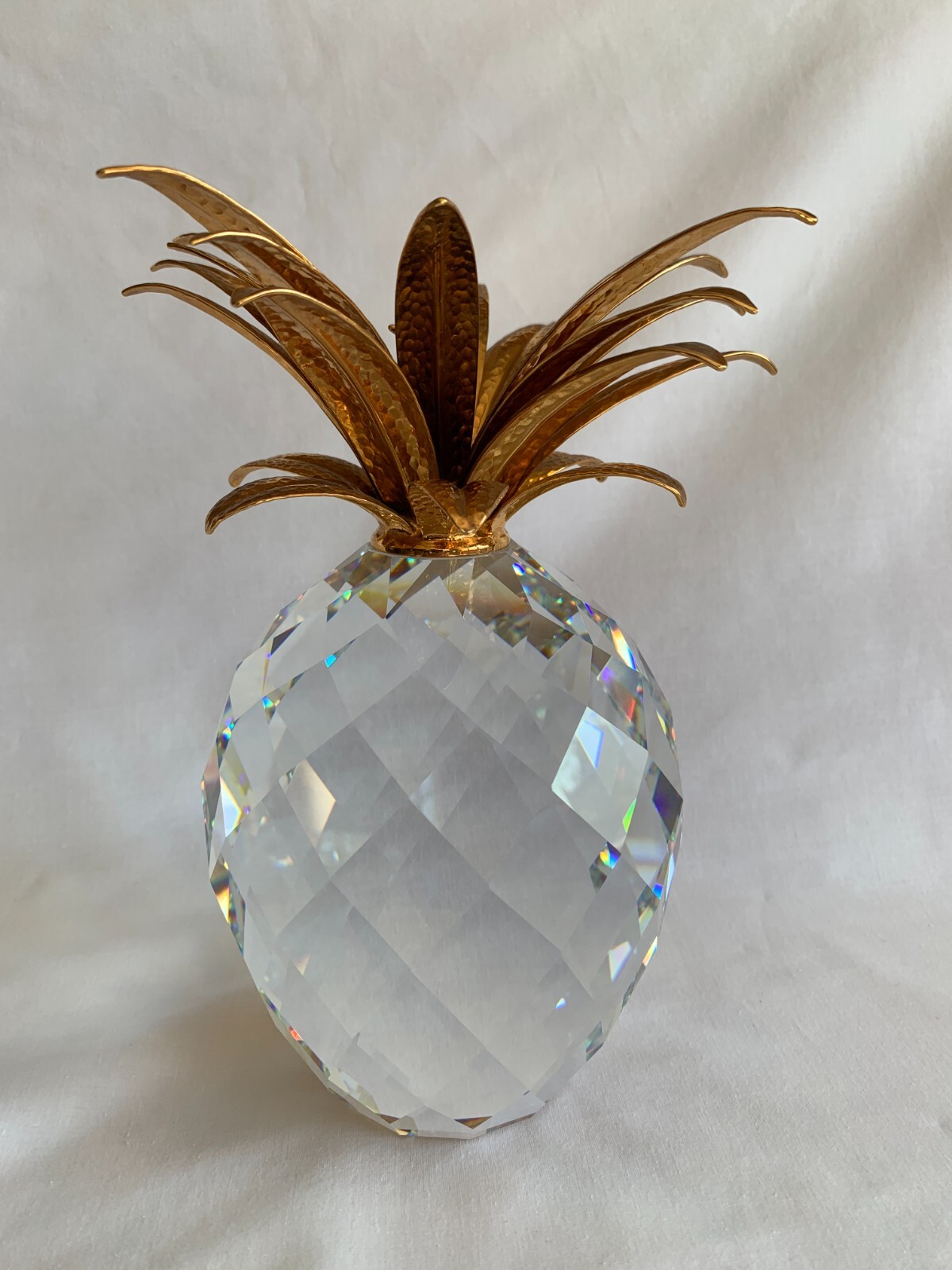 Swarovski GIANT Crystal Pineapple with Gold Leaves 9.25″
