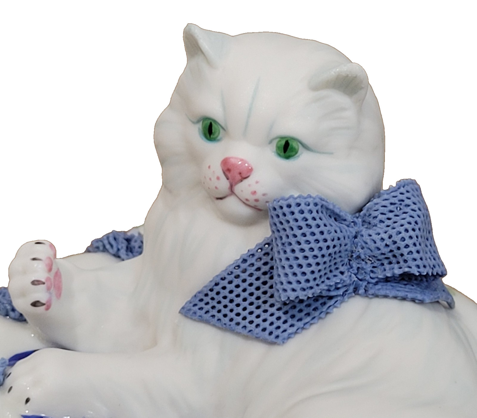 Vintage Irish Dresden Cat On A Pillow Figurine Ireland