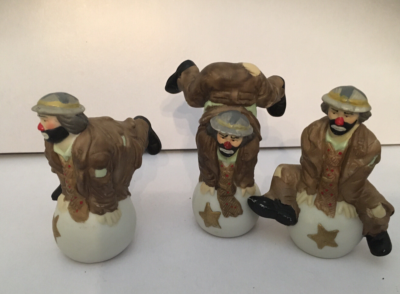 Vtg Fambro Emmett Kelly Jr. Circus Stunts Figurines Set Of 3 Shelf Filler Decor